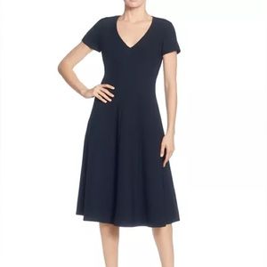 T Tahari Black V-Neck Swing Dress